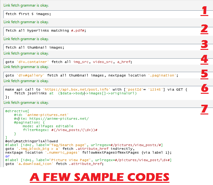 Sample WSL codes