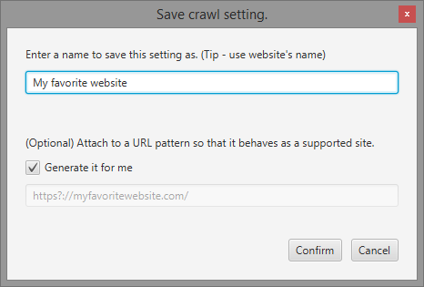 Attaching a configuration to a website