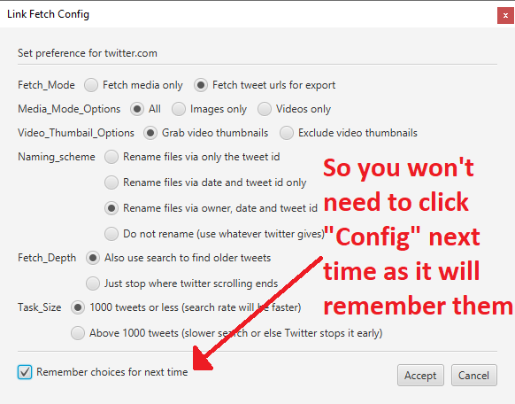 Remembering site config choices in WFDownloader App
